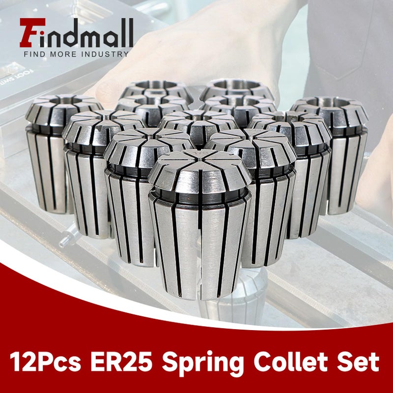 findmall ER25 Spring 12Pcs Collet Set Fit for CNC Milling Lathe Tool Engraving Machine - Image 2